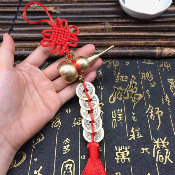 銅葫蘆五帝錢 流蘇掛飾：圖片 3